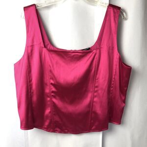 Torrid Pink Satin Sleeveless Corset Top Holiday Valentines Glam 2X Date Night